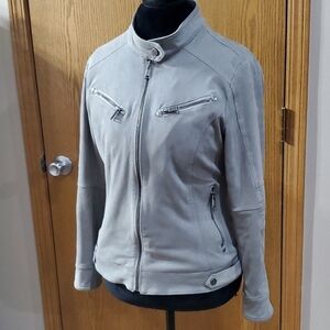 Odyn soft vegan suede grey moto jacket